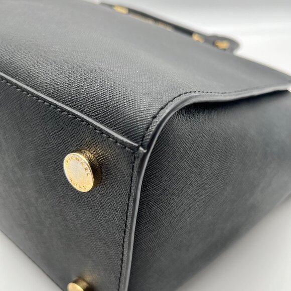 Michael Kors Black Saffiano Leather Selma Convertible Satchel Bag - Picture 9 of 11